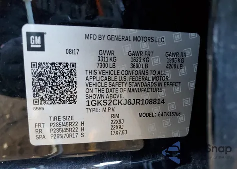 2018 GMC Yukon Denali z USA, uszkodzony, nr VIN 1GKS2CKJ6JR108814